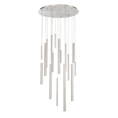Eurofase Santana Contemporary LED Chandelier, 18-Light, 900 Lumens, Satin Nickel/Satin Nickel 31445-025